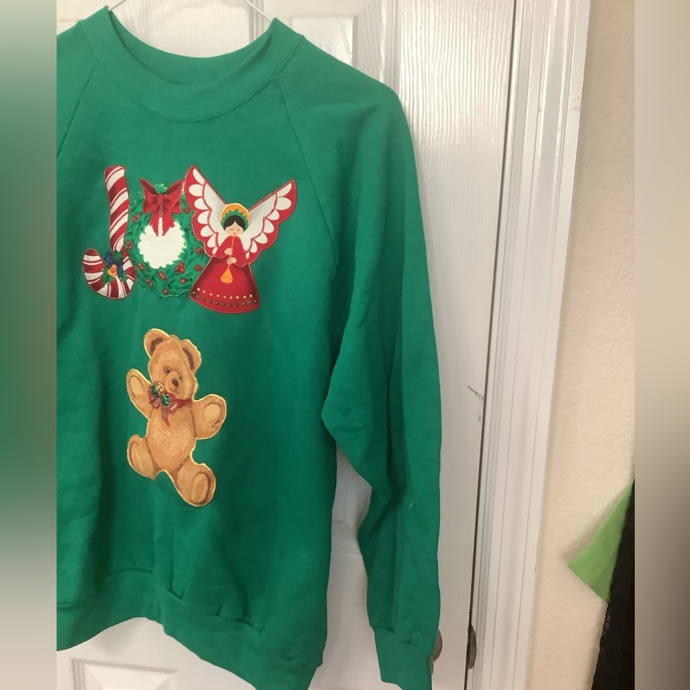 Vintage Handmade Medium Christmas Green Sweatshirt - Picture 4 of 7